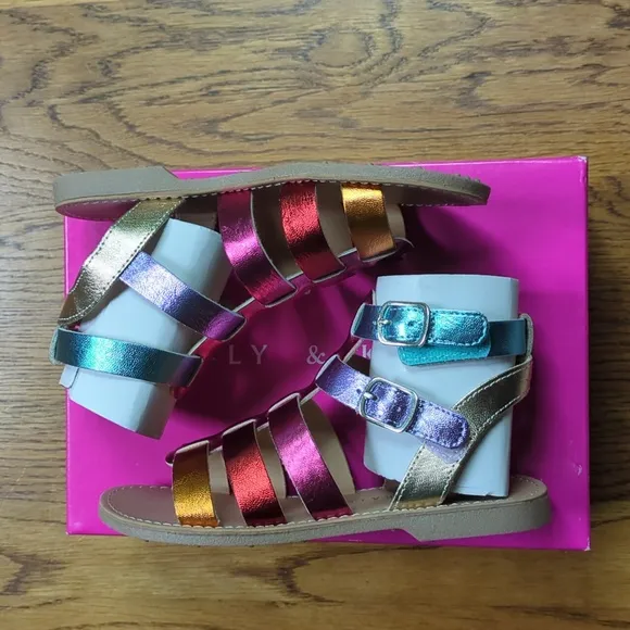 NIB Kelly &amp; Katie Chloe Gladiator Rainbow Sandal Size 12T