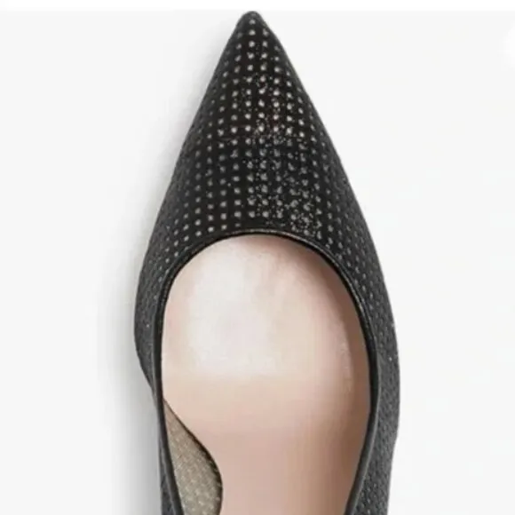 NIB SJP by Sarah J Parker Fishnet Fawn Black Mesh Glow Pumps EU 39.5 US 9 100mm