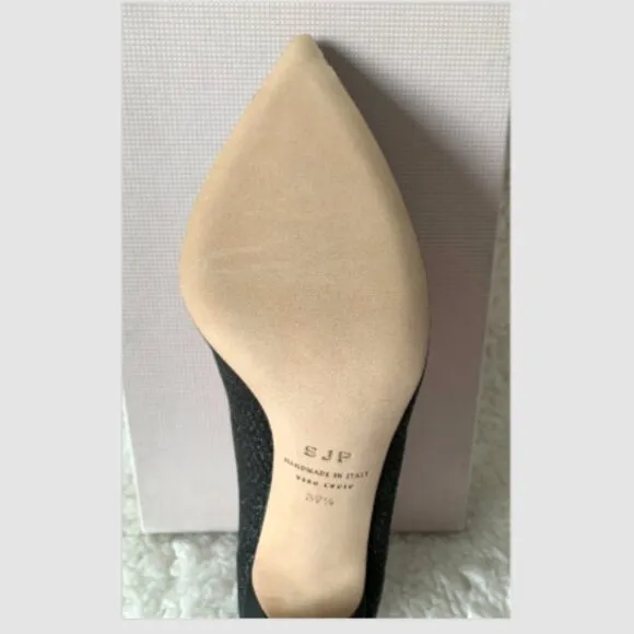 NIB SJP by Sarah J Parker Fishnet Fawn Black Mesh Glow Pumps EU 39.5 US 9 100mm
