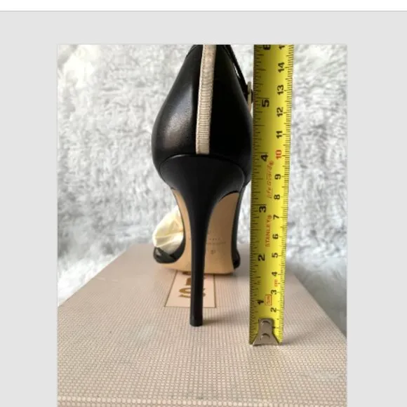 NIB SJP by Sarah Jessica Parker Carrie Black T-Strap Pumps EU 39 US 8.5 100mm