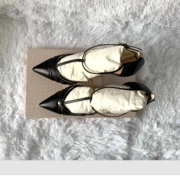 NIB SJP by Sarah Jessica Parker Carrie Black T-Strap Pumps EU 39 US 8.5 100mm