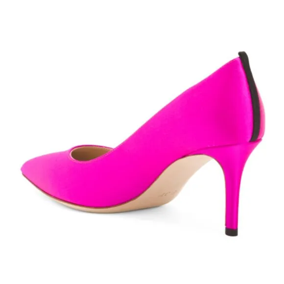 NIB SJP by Sarah Jessica Parker Fawn Satin Pumps EU 38.5 US 7.5 Pink Candy 70mm