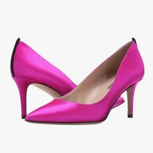 NIB SJP by Sarah Jessica Parker Fawn Satin Pumps EU 38.5 US 7.5 Pink Candy 70mm