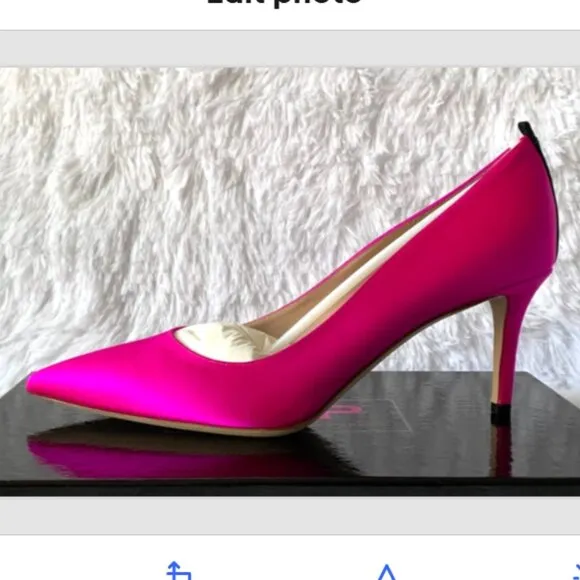 NIB SJP by Sarah Jessica Parker Fawn Satin Pumps EU 38.5 US 7.5 Pink Candy 70mm