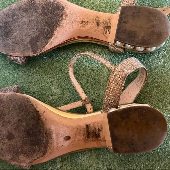 Nicholas Kirkwood glitter flats pearl heel sandals ballet shoes slide in t strap