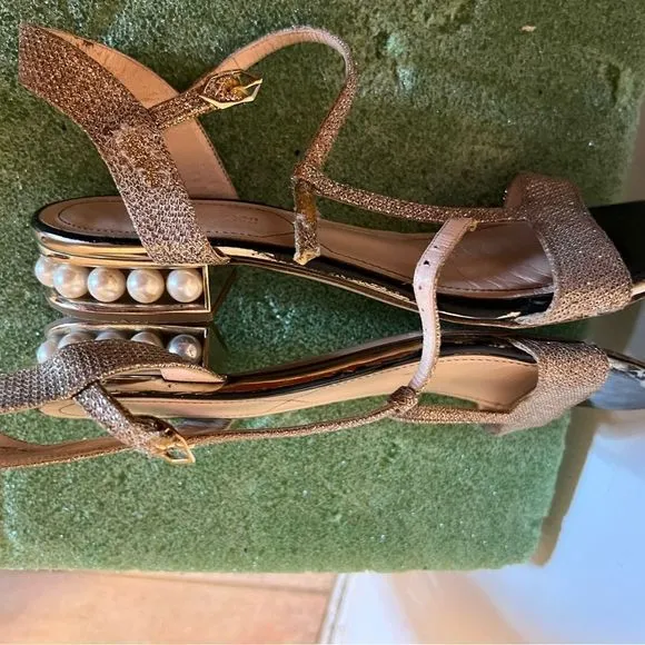Nicholas Kirkwood glitter flats pearl heel sandals ballet shoes slide in t strap