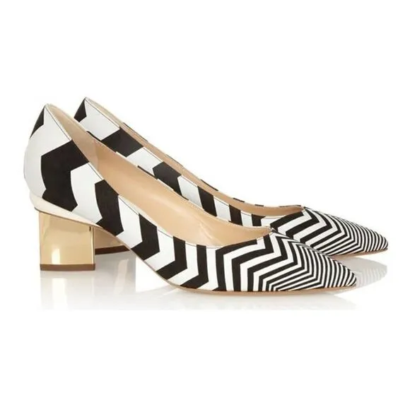 Nicholas Kirkwood Block-Heel Pumps in Zigzag Print Sz. 36 (US 6)