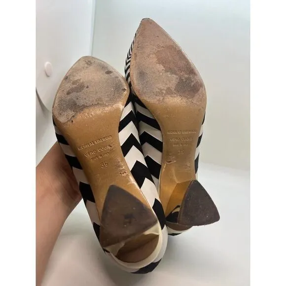 Nicholas Kirkwood Block-Heel Pumps in Zigzag Print Sz. 36 (US 6)