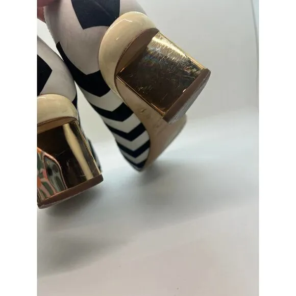 Nicholas Kirkwood Block-Heel Pumps in Zigzag Print Sz. 36 (US 6)