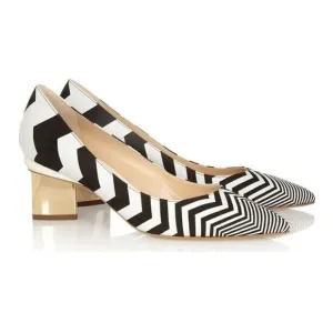 Nicholas Kirkwood Block-Heel Pumps in Zigzag Print Sz. 36 (US 6)
