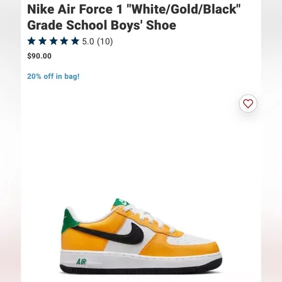Nike Air Force 1 &quot;White/Gold/Black&quot; kids shoes