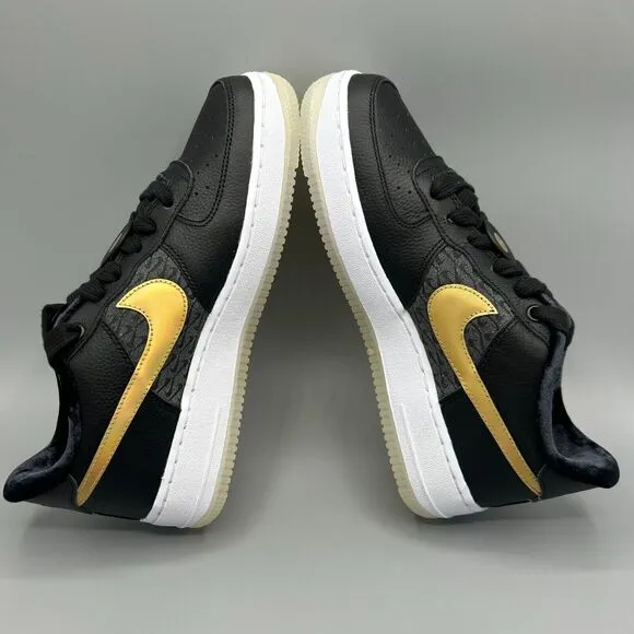 Nike Air Force 1 Low LV8 BG AF1 Bronx Shoes Black Gold Kids Youth Size 6.5Y