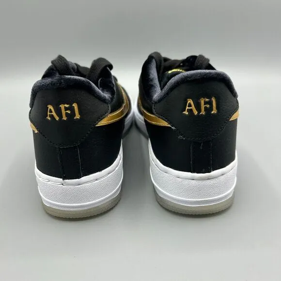 Nike Air Force 1 Low LV8 BG AF1 Bronx Shoes Black Gold Kids Youth Size 6.5Y