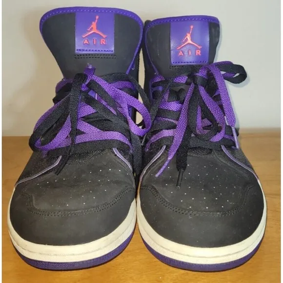 Nike Air Jordan 1 Flight 2 Mens 11 Black Purple Mid Basketball Shoes 555798-053
