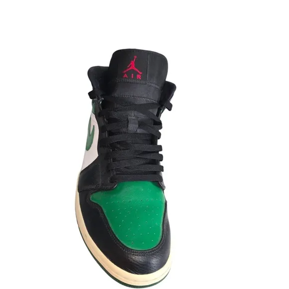 Nike Air Jordan 1 Mid Mens Shoes Size 13 554724 067 Pine Green Black Basketball