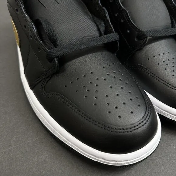 Nike Air Jordan 1 Mid Shoes Black Metallic Gold White DQ8426-071 Men's Sizes