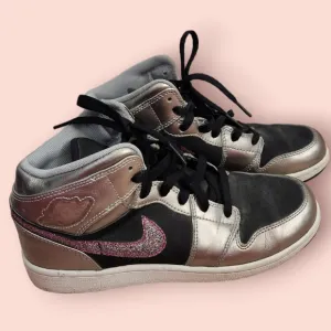 Nike Air Jordan 1 Phat Silver Berry Black Glitter Sneakers Shoes
