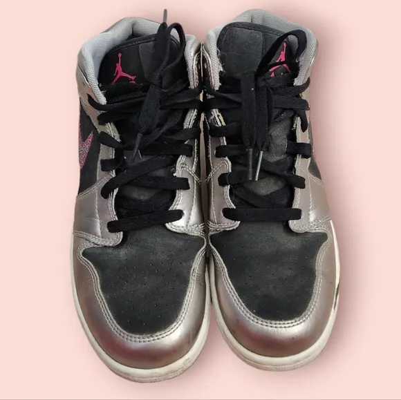 Nike Air Jordan 1 Phat Silver Berry Black Glitter Sneakers Shoes