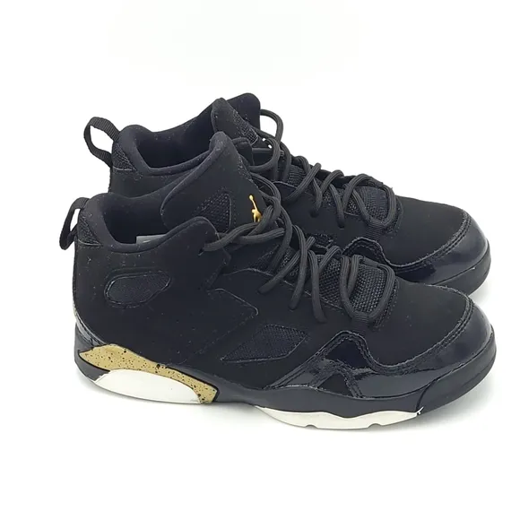 Nike Air Jordan Flight Club 91 - Black/White/Gold Basketball Shoes - Youth Size