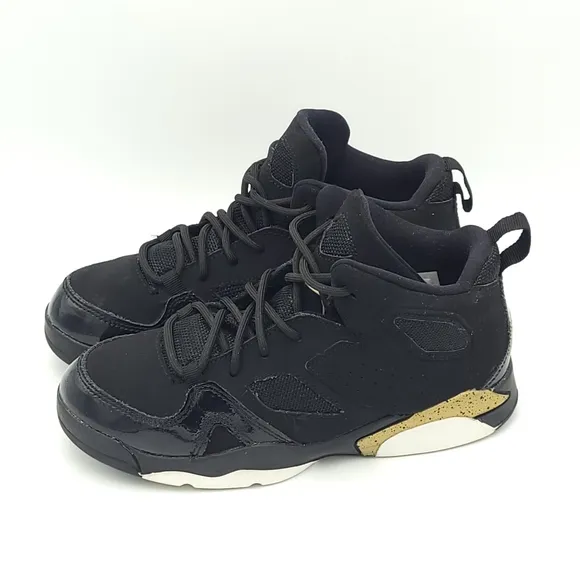 Nike Air Jordan Flight Club 91 - Black/White/Gold Basketball Shoes - Youth Size