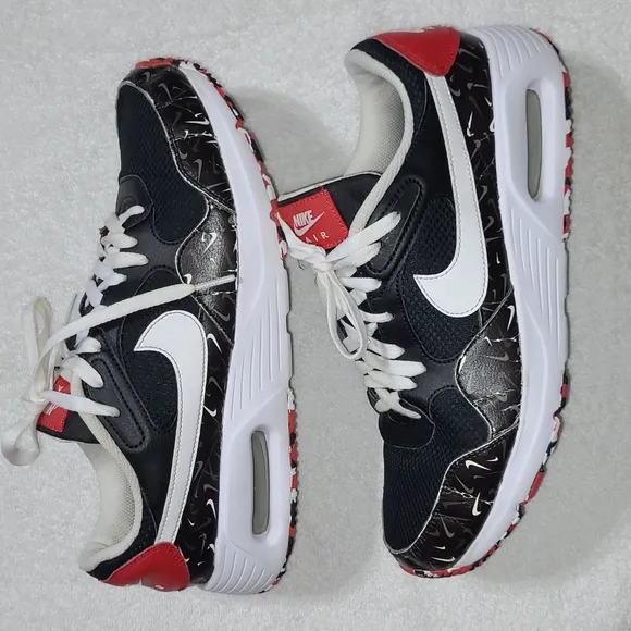 Nike Air Max SC Swooshfetti Black White Red Shoes Size 10.5 Mens
