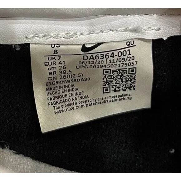 Nike DA6364-001 Blazer Low '77 Sail Sneaker Shoes Size 41/8 Men's Black White