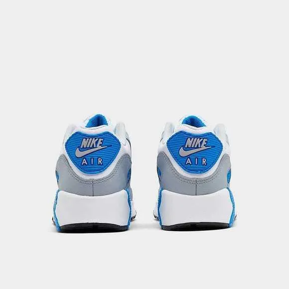 Nike Grade School Air Max 90 LTR Shoes,7Y,White/Black/Photo Blue/Pure Platinum