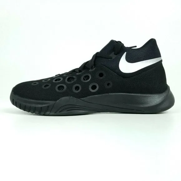 NIKE Hyperquickness Mens Sz 9.5 Shoes Black/Metallic Silver 749882 001