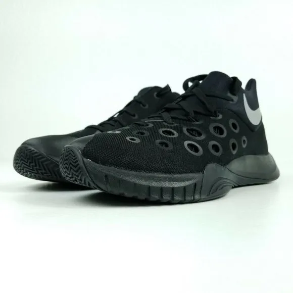 NIKE Hyperquickness Mens Sz 9.5 Shoes Black/Metallic Silver 749882 001