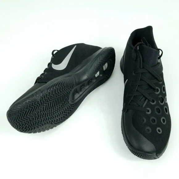 NIKE Hyperquickness Mens Sz 9.5 Shoes Black/Metallic Silver 749882 001