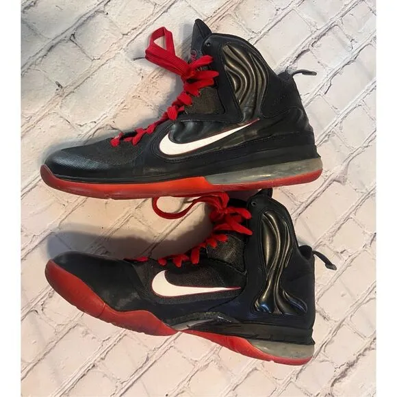 Nike iD Men's Size 11.5 LeBron James 9 Basketball Shoes Miami Heat Black Red