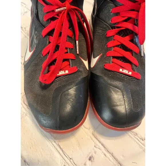 Nike iD Men's Size 11.5 LeBron James 9 Basketball Shoes Miami Heat Black Red