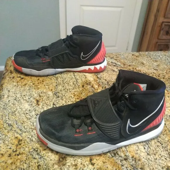 Nike Kyrie 6 GS Bred Black Red Basketball Shoes BQ5599-002 Size 7