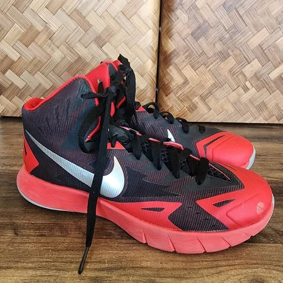 Nike Lunar Hyperquickness Shoes Men's Size 7.5 Red &amp; Black 652777 006 Basketball