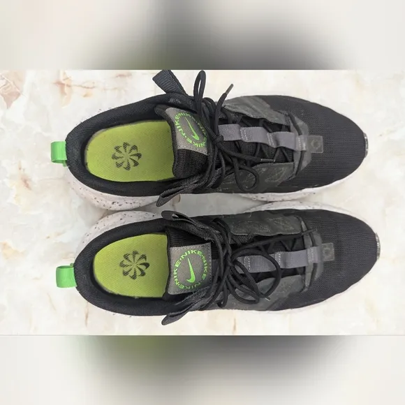 Nike Man's Crater Impact Shoes Black Iron Gray White Green Sizes 11.5
