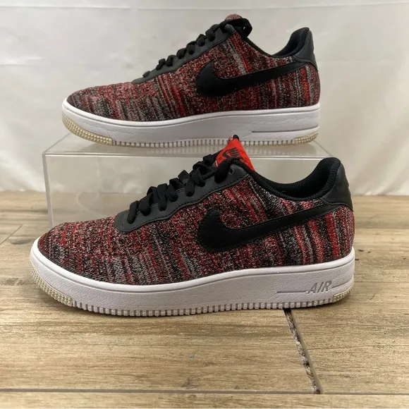 Nike Mens Red Black Air Force 1 Ultra Flyknit Mid Shoes 9