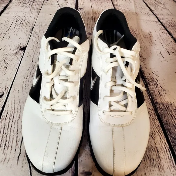 Nike Men's White Black Golf Shoes with Spikes Size 11W