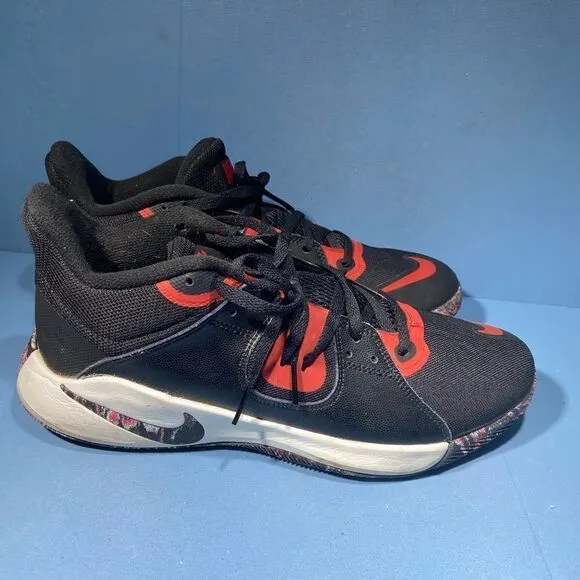 Nike Mens Fly By Mid CD0189-002 Black Red Lace Up Basketball Shoes Size 9,5