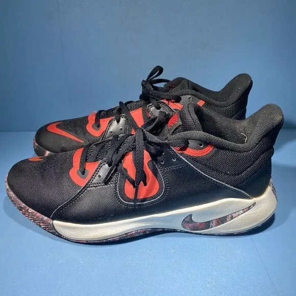 Nike Mens Fly By Mid CD0189-002 Black Red Lace Up Basketball Shoes Size 9,5