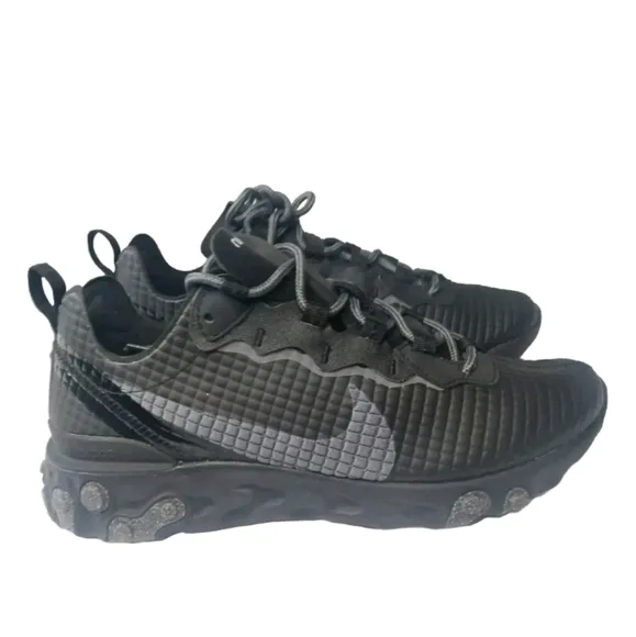 Nike React Element 55 shoes Men's Size 8 Grid Black Dark Grey CI3835-002