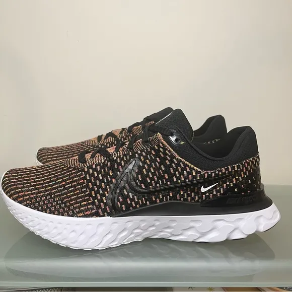 Nike React Infinity Run FK 3 Flyknit Shoes DH5392-002 Size 12.5 Black/Multicolor