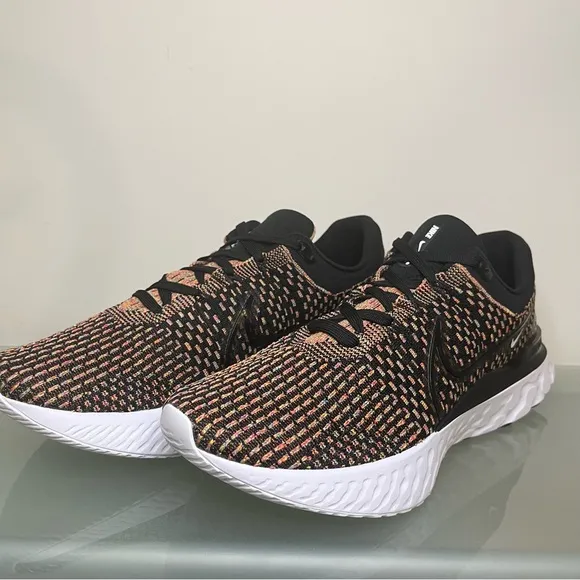 Nike React Infinity Run FK 3 Flyknit Shoes DH5392-002 Size 12.5 Black/Multicolor