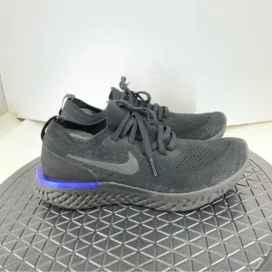 Nike Sneakers Men Size 8 Epic React Flyknit Shoes Black Racer Blue AQ0067-004
