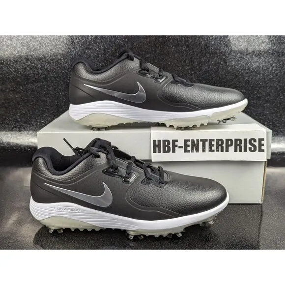 Nike Vapor Pro Lunarlon Golf Spike Shoes Black Silver Men's Size 7.5 Women's 9