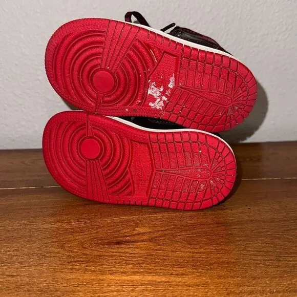 Nike Jordan 1 Mid Fearless TD‎ Baby Shoes CU6619-062 Black Red White Sz 6C