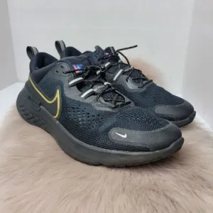 Nike Renew Run 2 Shoes Black Metallic Gold CU3504-010 Men's Multi Size 7