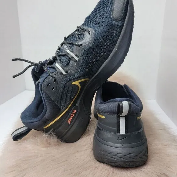 Nike Renew Run 2 Shoes Black Metallic Gold CU3504-010 Men's Multi Size 7