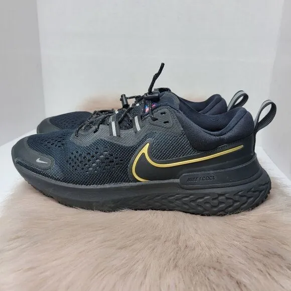 Nike Renew Run 2 Shoes Black Metallic Gold CU3504-010 Men's Multi Size 7