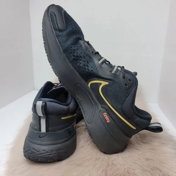 Nike Renew Run 2 Shoes Black Metallic Gold CU3504-010 Men's Multi Size 7