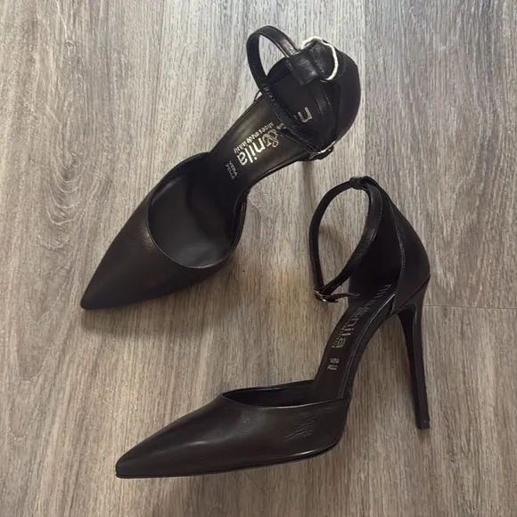 Nila &amp; Nila Black Women's Heels Pointed Toe Ankle Strap Stiletto Heel Pumps